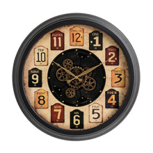 Load image into Gallery viewer, 27.50"D Oversized Vintage Round Gear Clock With Tempered Glass