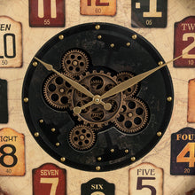 Load image into Gallery viewer, 27.50"D Oversized Vintage Round Gear Clock With Tempered Glass