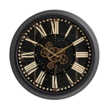 Load image into Gallery viewer, 27.50"D Oversized Vintage Round Black Gear Clock With Tempered Glass