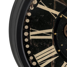 Load image into Gallery viewer, 27.50"D Oversized Vintage Round Black Gear Clock With Tempered Glass