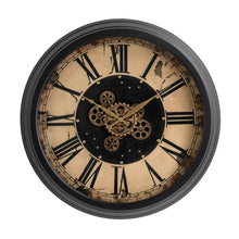 Load image into Gallery viewer, 27.50"D Oversized Vintage Round Gear Clock With Tempered Glass