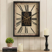 Load image into Gallery viewer, 23.75"H Vintage Rectangle Gear Clock With Tempered Glass