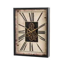 Load image into Gallery viewer, 23.75"H Vintage Rectangle Gear Clock With Tempered Glass