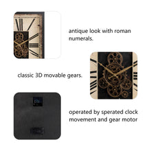 Load image into Gallery viewer, 23.75"H Vintage Rectangle Gear Clock With Tempered Glass