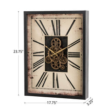 Load image into Gallery viewer, 23.75"H Vintage Rectangle Gear Clock With Tempered Glass