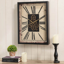 Load image into Gallery viewer, 23.75"H Vintage Rectangle Gear Clock With Tempered Glass