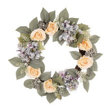 Load image into Gallery viewer, 22"D Artificial Hydrangea Rose Wreath