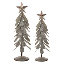 Load image into Gallery viewer, Galvanized Metal Christmas Table Tree Decor, Set of 2
