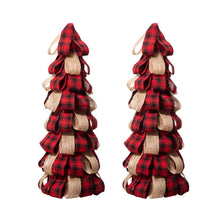 Load image into Gallery viewer, Plaid Fabric/Burlap Table Tree Set of 2
