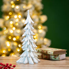 Load image into Gallery viewer, 14.75"H White Resin Christmas Handcrafted Table Tree Décor