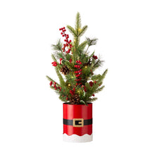 Load image into Gallery viewer, 22"H Lighted Santa Belt Potted Artificial Table Tree