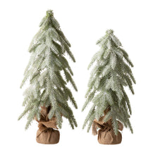 Load image into Gallery viewer, Lighted Frosted Artificial Table Tree, Set of 2