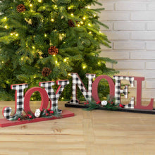 Load image into Gallery viewer, Set of 2 Christmas Wooden Plaid JOY & NOEL Table Decors