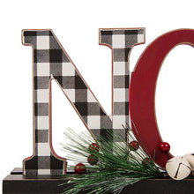 Load image into Gallery viewer, Set of 2 Christmas Wooden Plaid JOY & NOEL Table Decors