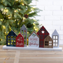 Load image into Gallery viewer, 20"L Metal & Wooden Christmas House Table Décor