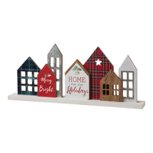 Load image into Gallery viewer, 20"L Metal & Wooden Christmas House Table Décor
