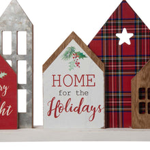 Load image into Gallery viewer, 20"L Metal & Wooden Christmas House Table Décor
