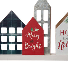 Load image into Gallery viewer, 20"L Metal & Wooden Christmas House Table Décor