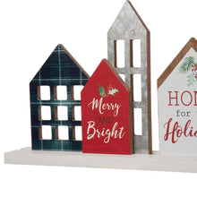 Load image into Gallery viewer, 20"L Metal & Wooden Christmas House Table Décor