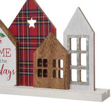 Load image into Gallery viewer, 20"L Metal & Wooden Christmas House Table Décor