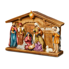 Load image into Gallery viewer, 12.5"L Lighted Resin Nativity Set