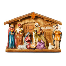 Load image into Gallery viewer, 12.5"L Lighted Resin Nativity Set
