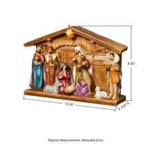 Load image into Gallery viewer, 12.5"L Lighted Resin Nativity Set