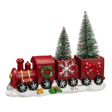 Load image into Gallery viewer, 12"L Resin Train Table Décor with Lighted Decorated Trees
