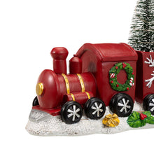 Load image into Gallery viewer, 12"L Resin Train Table Décor with Lighted Decorated Trees