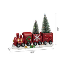 Load image into Gallery viewer, 12"L Resin Train Table Décor with Lighted Decorated Trees
