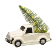 Load image into Gallery viewer, 11"L White Pickup Truck Table Decor with Lighted Decorated trees