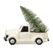 Load image into Gallery viewer, 11"L White Pickup Truck Table Decor with Lighted Decorated trees