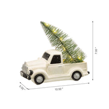 Load image into Gallery viewer, 11"L White Pickup Truck Table Decor with Lighted Decorated trees