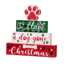 Load image into Gallery viewer, 12"H Lighted Wooden Pet Dog Paw Block Word Sign Decor