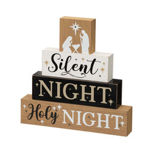 Load image into Gallery viewer, 12"H Lighted Wooden Nativity Block Word Sign Decor
