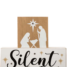 Load image into Gallery viewer, 12"H Lighted Wooden Nativity Block Word Sign Decor