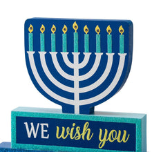 Load image into Gallery viewer, 12"L Hanukkah LED Lighted Wooden Block Word Sign Decor(9 Bulbs)