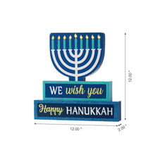 Load image into Gallery viewer, 12"L Hanukkah LED Lighted Wooden Block Word Sign Decor(9 Bulbs)