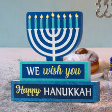 Load image into Gallery viewer, 12"L Hanukkah LED Lighted Wooden Block Word Sign Decor(9 Bulbs)