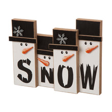 Load image into Gallery viewer, 11.7"L Wooden Christmas Snowman Family Table Decor