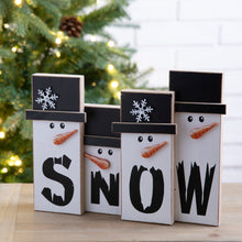 Load image into Gallery viewer, 11.7"L Wooden Christmas Snowman Family Table Decor