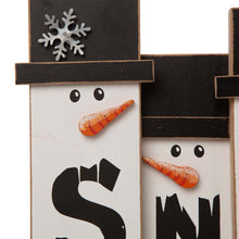 Load image into Gallery viewer, 11.7"L Wooden Christmas Snowman Family Table Decor
