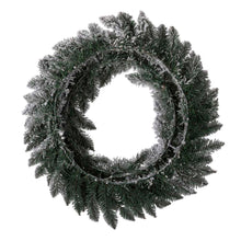 Load image into Gallery viewer, 24"D Pre-Lit Snow Flocked Christmas Wreath With Warm White LED Light