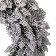 Load image into Gallery viewer, 24"D Pre-Lit Snow Flocked Christmas Wreath With Warm White LED Light