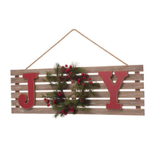 Load image into Gallery viewer, 29.90"L Wooden "JOY" Hanging Sign Wall Decor