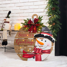 Load image into Gallery viewer, 30"H Lighted Round Wooden Snowman Porch Décor
