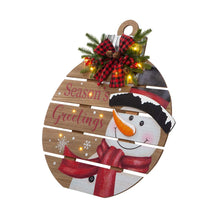 Load image into Gallery viewer, 30"H Lighted Round Wooden Snowman Porch Décor
