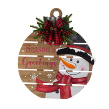Load image into Gallery viewer, 30"H Lighted Round Wooden Snowman Porch Décor