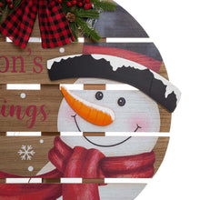 Load image into Gallery viewer, 30"H Lighted Round Wooden Snowman Porch Décor