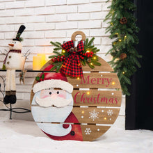 Load image into Gallery viewer, 30"H Lighted Round Wooden Santa Porch Décor